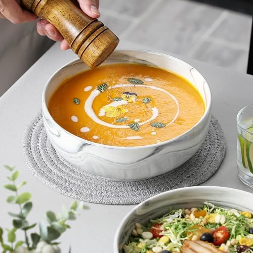 MALACASA Large Serving Bowls, 60 OZ (8") Ceramic Salad Bowls Set of 2
