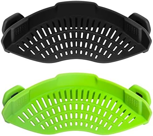 AUOON Clip On Strainer for Pots, 2Pack, Standard 8.86 x 3.55 in, BlackGreen
