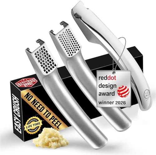Gourmet Easy Garlic Press Lifetime Replace, No Need to Peel, Fine & Coarse
