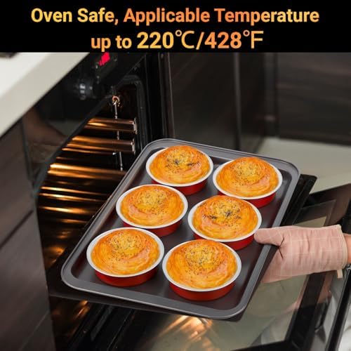 Beasea Disposable Baking Cups, 200 Pack 7.3oz 215ml Aluminum Ramekins Foil Baking Cups 4" Ramekin Cup No Lids Cupcake Aluminum Mini Baking Cups for Party - Bright Red