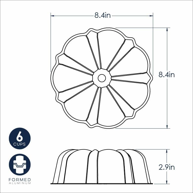 Nordic Ware Formed Bundt, 6 Cup, Twilight Blue (Pack of 4)