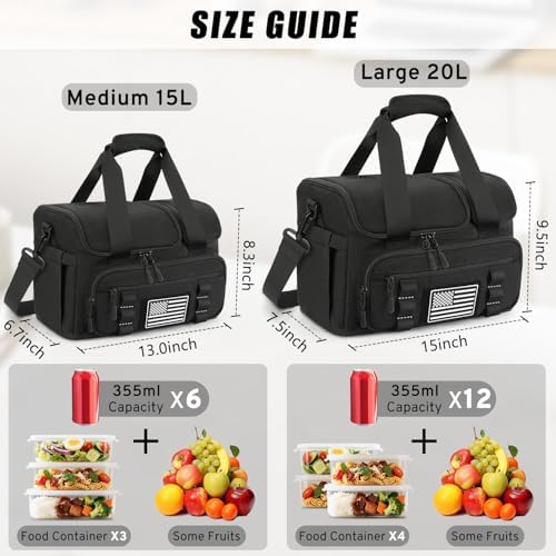 Lunch Box for Men, 20L Insulated Lunch Bag with Hot/Cold Compartment