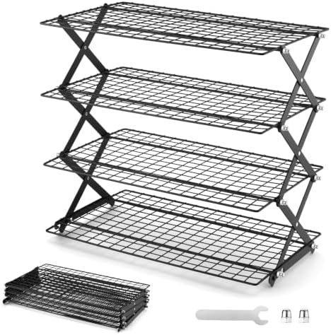 LIANYU 4-Tier Cooling Rack for Baking & Cooking, Collapsible & Space-Saving