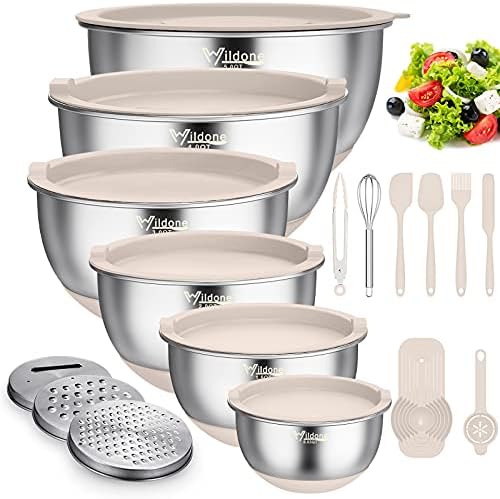 Wildone Mixing Bowls with Airtight Lids, Stainless Steel Mixing Bowls Set