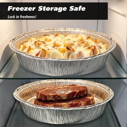 8" Round Aluminum Pans Pie Tins - 20 Pack Disposable Foil Baking Pans for Pies, Pot Pies, Quiche, Tarts and Casseroles, Oven/Freezer Safe Cake Baking Pans