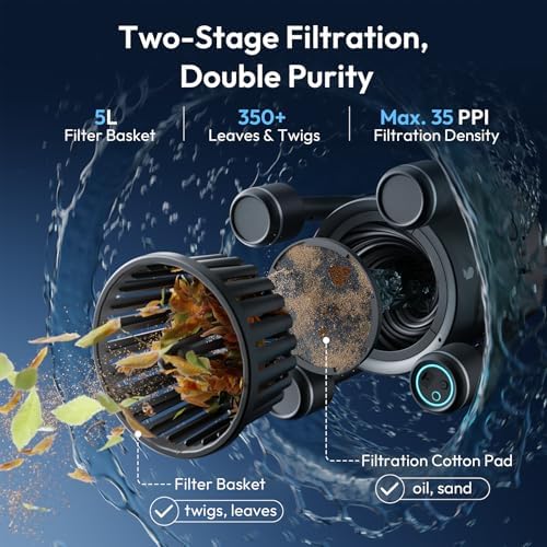 (2026 New) BUBLUE F10 Automatic Pool Skimmer Robot,Robotic Pool Skimmer with 5L Filter, App Control,Powerful Suction,Dual Cleaning Modes, AI Navigation,Ideal for In-Ground & Above-Ground Pools,Black