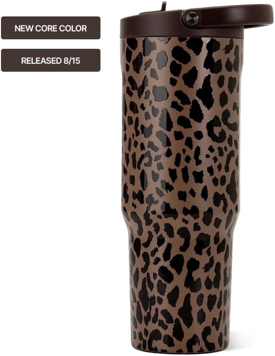 HydroJug Sport 32 oz Insulated Stainless Steel Water Bottle, Brown Leopard