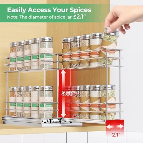 Mystozer Pull Out Spice Rack Organizer for Cabinet, Slide Out Spice Racks