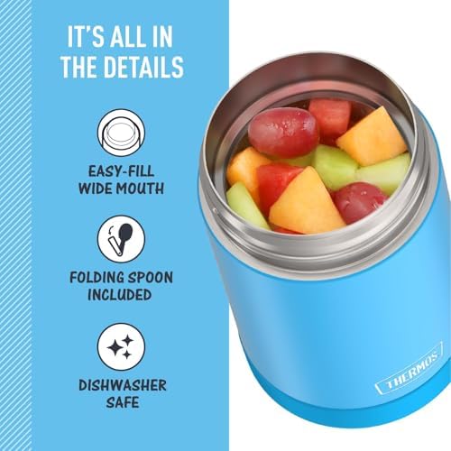 THERMOS FUNTAINER Food Jar with Spoon, 16oz, Denim Blue
