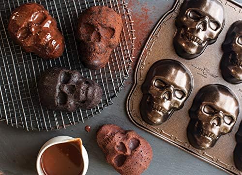 Nordic Ware Halloween Bakeware, Haunted Skull Cakelet Pan, Bronze