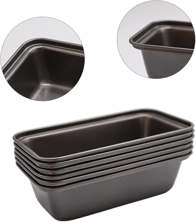 6 PCS Mini Nonstick Carbon Steel Baking Bread Pan,Mini Loaf Pans,Small Banana Bread Tins,6.2" x 3.2"