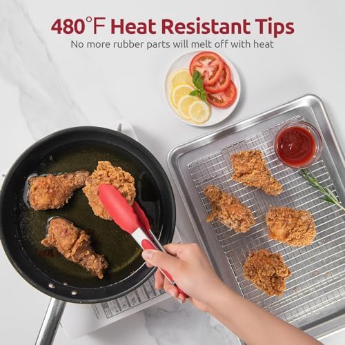 U-Taste Kitchen Tong for Cooking, 480ºF Heat-Resistant Silicone, 9in/Red