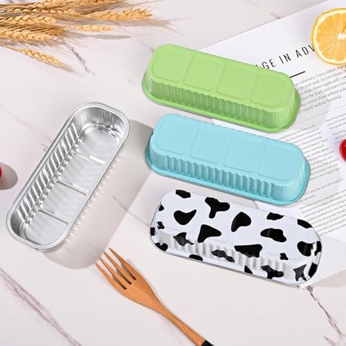 Findful Mini Loaf Baking Pans with Lids And Spoons (100 Pack, 6.8oz) Rectangle Aluminum Foil Baking Pans Tins Containers - Cupcake Containers Wrappers Cheesecake Creme Brulee Ramekins