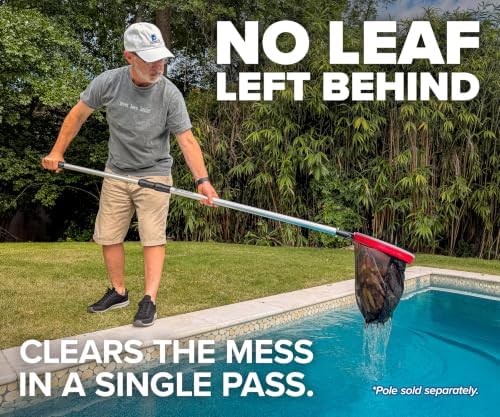 Aluminum Frame Pool Net Rake // Deep Bag Pool Nets for Leaves - Rubber Edge