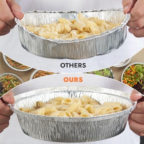 CURTA 8" Round Aluminum Foil Pans with Clear Lids | Heavy Duty | Great for Broiling, Baking, Storage, Roasting, Takeout, Air Fryer | 30 Pack