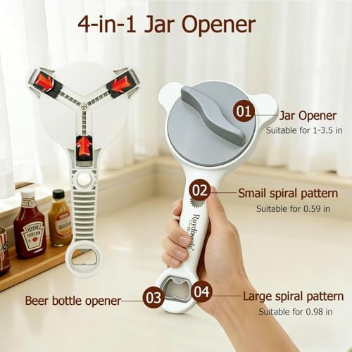4-in-1 Jar Opener, Ruydiwale Adjustable Jar Opener for Seniors