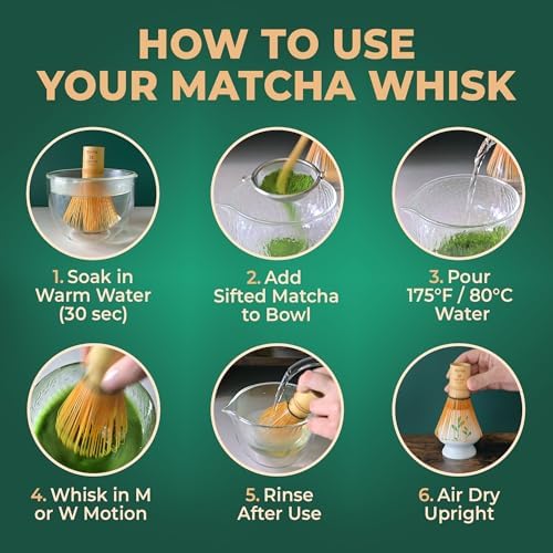 Aprika Life Matcha Whisk, Bamboo 100 Prong Chasen for Matcha Powder, Japanese Tea Ceremony Tool for Latte Drinks