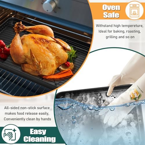 P&P CHEF Nonstick Baking Oven Pan with Rack for Cookie, 16 x 12 Inch
