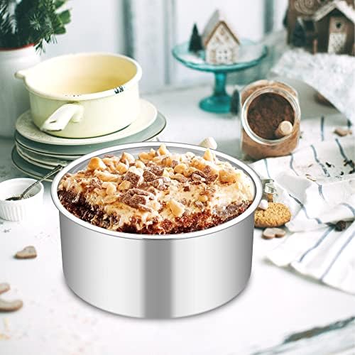TeamFar 6 Inch Cake Pan, 6” x 3” Stainless Steel Round Baking Pan Set of 2
