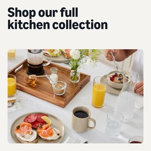 Amazon Basics Ceramic Serving Bowls Set Of 3, Glazed Stoneware (6", 8" & 10"), Nestable Space-Saving, Stain-Resistant, Microwave & Dishwasher-Safe, Linen Gray