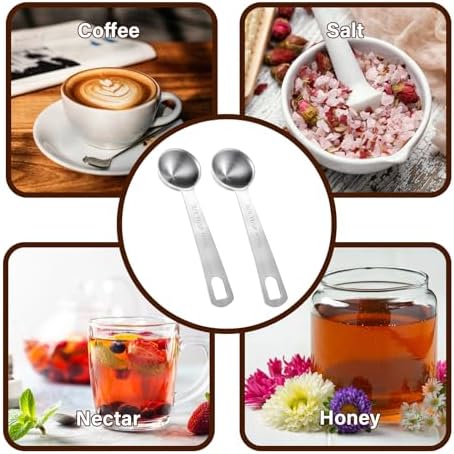 10ML / 2/3TBSP Measuring Spoons, 2 Pcs Stainless Steel Tablespoon, Small Metal Teaspoons for Measuring Dry and Liquid Ingredients