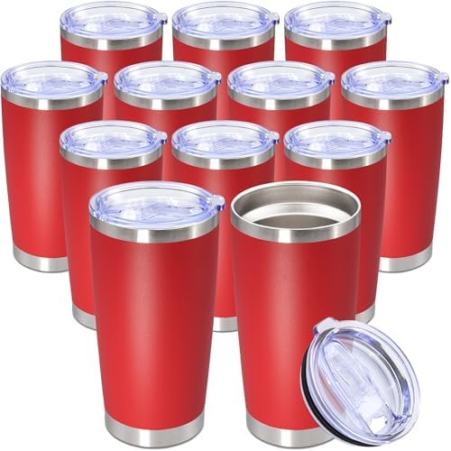 20oz Tumbler Stainless Steel Tumbler Coffee Tumbler with Lid Red, 12P