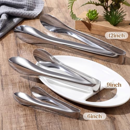 4 Pack Silver Polished Serving Tongs 6 Inch,9 Inch