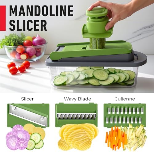 MUELLER HOME Pro-Series 10-in-1 Vegetable Chopper with Container, 8 Blade