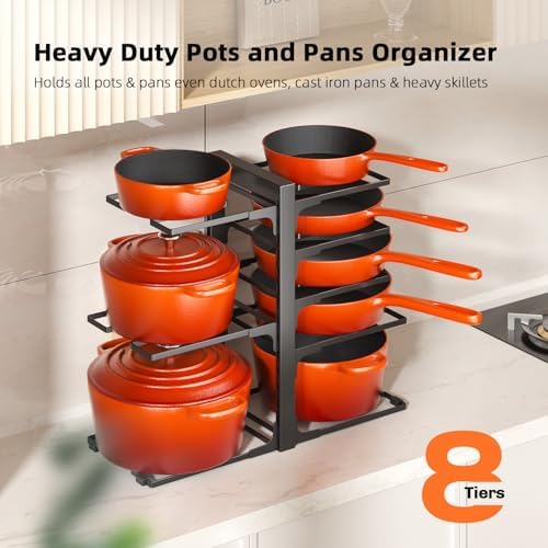 MUDEELA 8-Tier Pots and Pans Organizer under Cabinet, 15.9" H Heavy-duty