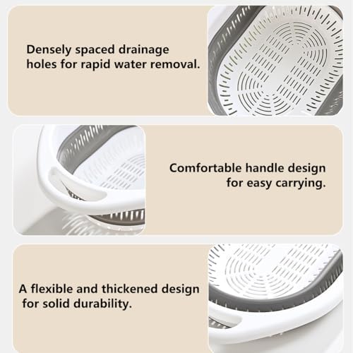 2-Pack Collapsible Silicone Colander Strainer, Foldable Kitchen Sink Basket for Washing Vegetables & Pasta, Space Saving & Dishwasher Safe, Kitchen Essentials
