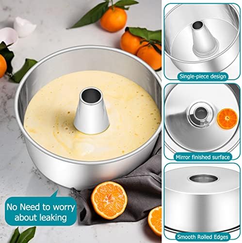 E-far 10-Inch Angel Food Cake Pan, Stainless Steel Tube Pan for Baking