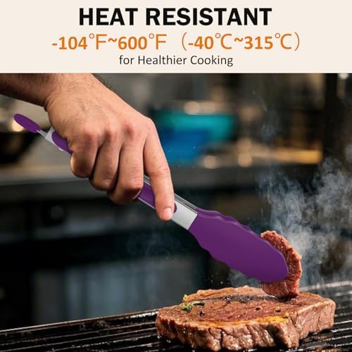 Kitchen Tongs, Stainless Steel Cooking Tongs with Silicone Tips