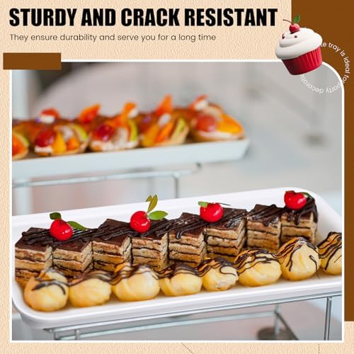 Ziliny 20 Pack Plastic Serving Trays for Party, Reusable Platters, White