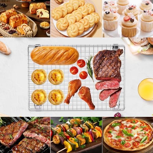 Cooling Racks for Baking 13.4"x9.3",3-Tier Stackable Stainless Steel Wire Cookie Cooling Racks for Baking, Cooling Racks for Cooking and Baking Cookie Pizza Cake, Oven and Dishwasher Safe