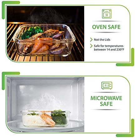 PrepNaturals 10 Pack 30 Oz Glass Meal Prep Containers - Dishwasher Microwave Freezer Oven Safe - Glass Storage Containers with Lids (Multi-Compartment)