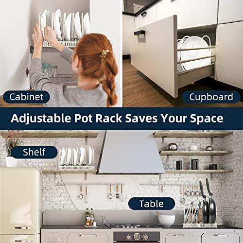 ROOHUA Pot and Pan Lid Organizer Rack for Under Cabinet, 12"-23" Expandable