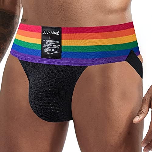 JOCKMAIL Mens Briefs Jockstrap Athletic Supporter Men Jockstrap Rainbow Men Sport Underwear Jockstrap for Gym Sport