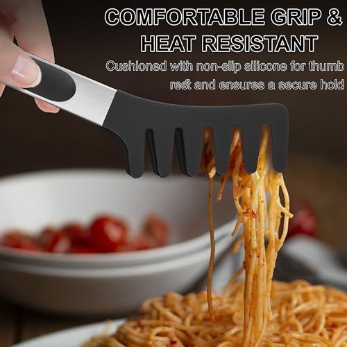 Pasta Tong Spaghetti Tongs, 9-Inch Heat Resistant Silicone Pasta Tongs