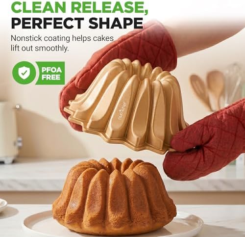 NutriChef 9 Inch Cake Pan - 7 Cups Die-Cast Aluminum Cake Mold for Baking - Sloped Edges for Uniform Baking, Nonstick for Easy Release and Even Bake, Durable Design, Ideal for Desserts and Casseroles