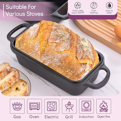 Cast Iron Loaf Pan with Lid 9x5 Inch,Sourdough Pan