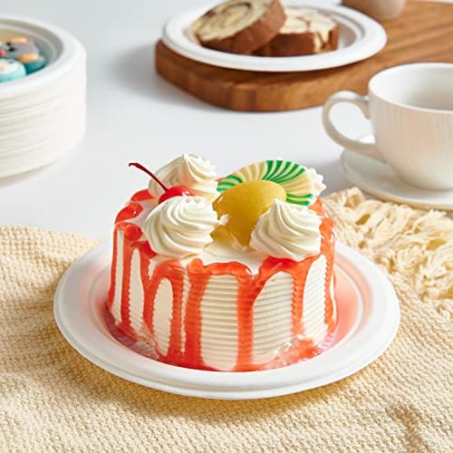 ECOLipak 6.85 in 150 Pack White Compostable Disposable Dessert Paper Plates