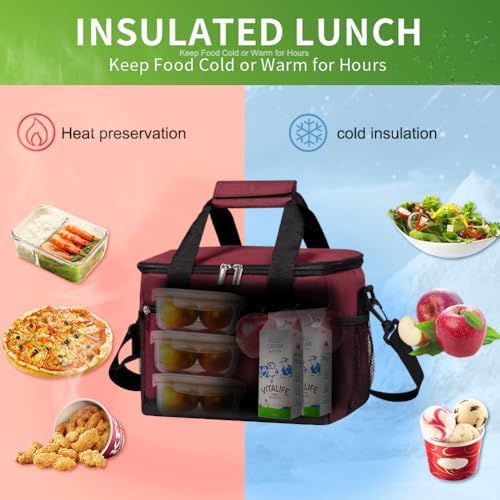 iknoe Insulated Lunch Bag, Foldable 8.5L Cooler Bag for Men & Women, Lunch Box