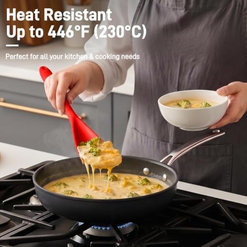 3 PACK Silicone Cooking Spatula & Spoon for Nonstick Cookware, BPA-Free