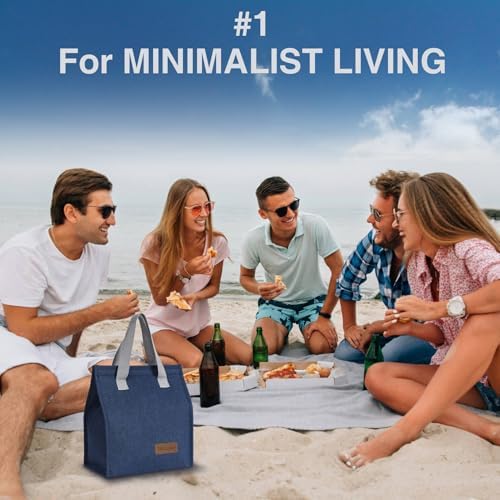TELLUMO Insulated Lunch Bag for Men Women, Large Reusable Leakproof Lunch Box Container, Small Portable Thermal Snack Bag, Reusable Travel Office Work Beach Cooler Tote Bag for Adults, Blue