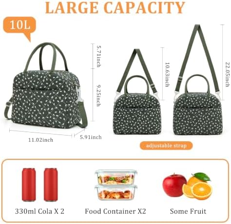 MEXS Lunch Bag for Women Reusable Lunch Box Quilted Puffer Large Capacity Insulated Cooler Tote Bags Work Travel Picnic