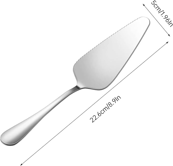 Cake Pie Server, 2 Pack Stainless Steel Pizza Pastry Cake Slicer Server Set, Cake Cutter with Serrated Edges for Kitchen, Restaurants, Wedding, Birthdays and Parties