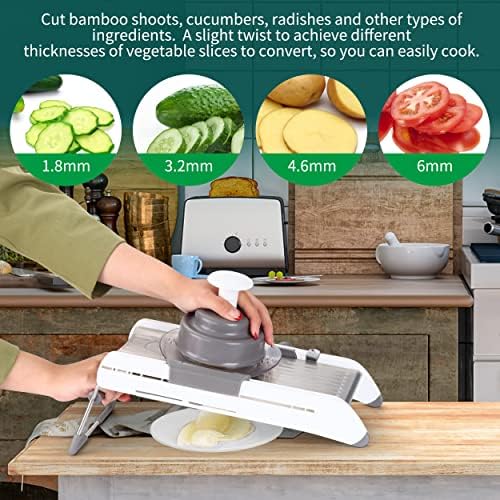 Adjustable Mandoline Slicer for Kitchen, Stainless Steel Mandolins Vegetable Chopper - Food Chopper, Vegetable Slicer, Mandolin with Waffle Maker | French Fry Cutter