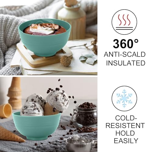 Wrova wheat straw snack bowls 10oz set of 8 - Unbreakable Dessert Bowls Dishwasher Safe - Small Handy Bowls for Ice Cream,Yogurt and Fruits. Green
