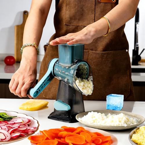 KalraMay Rotary Cheese Grater with Handle, Multifunctional Cheese Shredder