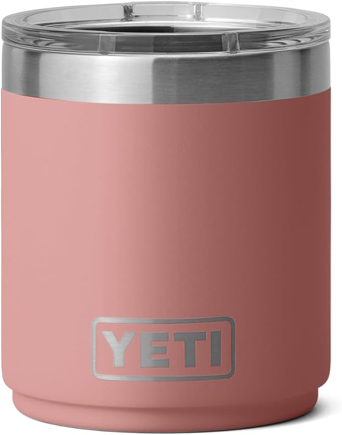YETI Rambler 10 oz Stackable Lowball 2.0, Vacuum Insulated, Stainless Steel with MagSlider Lid, Sandstone Pink